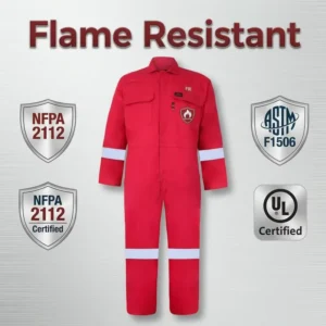 Custom UL Certified Flame Resistant Reflective Safety Clothing Industrial Work Suit FR Cotton Coverall for Oil Gas