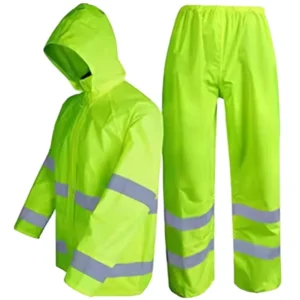 Custom Unisex Adults Durable Hi Vis Raincoat Suit Reflective Safety Workwear Waterproof Oxford Polyester Work Rain Coat for Men