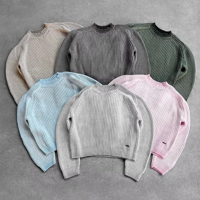 Custom Unisex Blank Vintage Sweater for Men Knitwear Sweater Male Boxy Vintage Knit Sweater