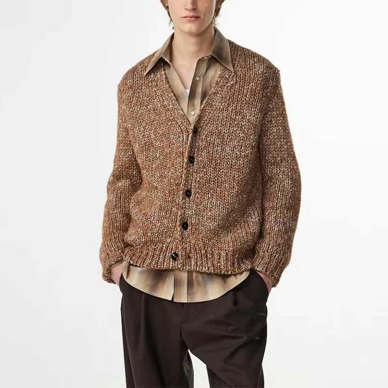 Custom-Unisex-Cotton-Linen-V-Neck-Sweater-Hand-Knitted-Vintage-Wash-Cardigan-for-Men-Knitted-Vintage-Mens-Sweater