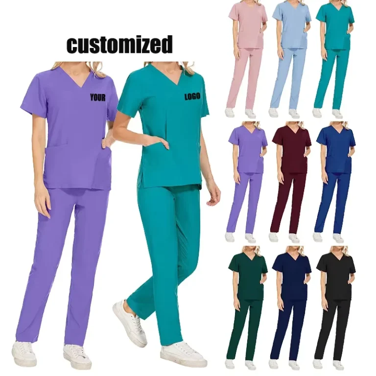 Custom-Unisex-Medical-Jogger-Scrubs-Woven-Fabric-Hospital-Uniform-Top-with-Hand-Drawn-Printing-for-Nurses-Doctors-and-Jackets