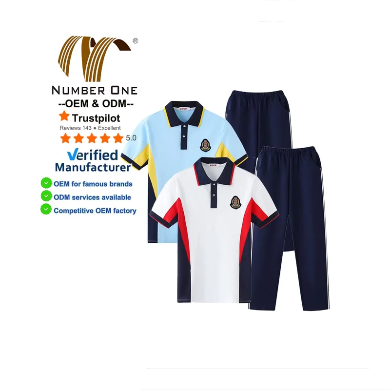 Custom Unisex School Uniform Set with Polo Shirt and Long Pants