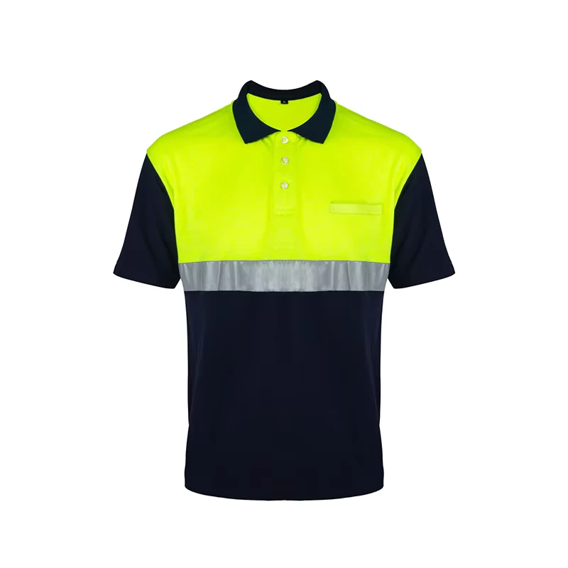 Custom Unisex Short Sleeve High Visibility T Shirt Construction Work Royal Blue Reflective Safety Hi Vis Polo Shirt