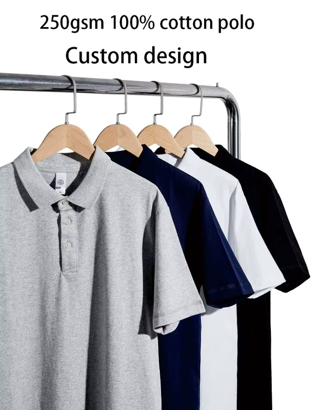 Custom Unisex Solid Color 100% Cotton Golf Polo Shirt for Work