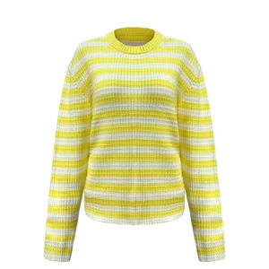 Custom Vintage Sweater Long Sleeve Crew Neck Loose Knit Pullover Sweatshirt Preppy Striped Knit Sweater