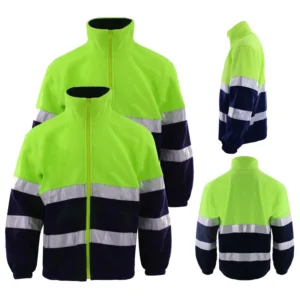 Custom Warm and Windproof Engineering Hi Vis Fleece Safety High Visibility Reflective Safety Fluorescent Green Jackets Workwear