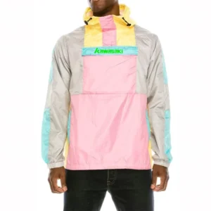 Custom Waterproof Lined Colorblock Half Zipper Hooded Anorak Pullover Jacket for Men Windbreak Moto Biker Jackets