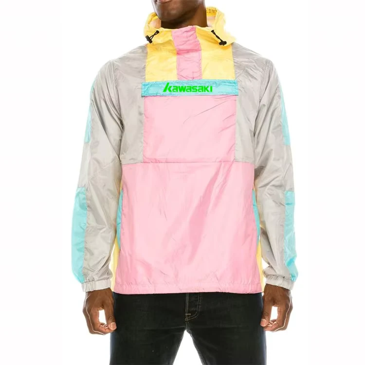 Custom-Waterproof-Lined-Colorblock-Half-Zipper-Hooded-Anorak-Pullover-Jacket-for-Men-Windbreak-Moto-Biker-Jackets