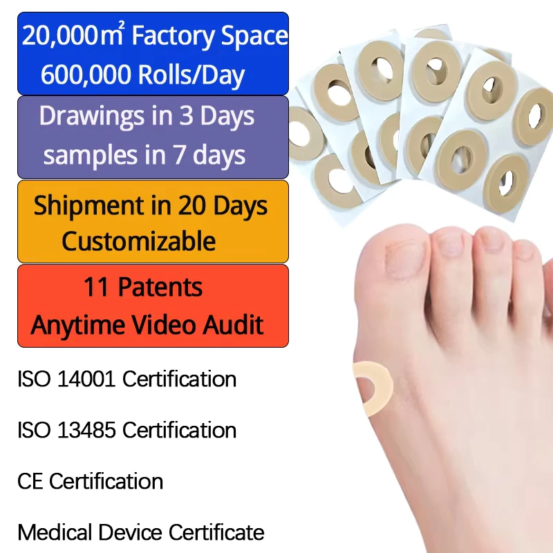 Custom Waterproof Sweatproof Foot Anti friction protection Skin friendly Hypoallergenic Foam Corn Pads Corn Cushions for Feet