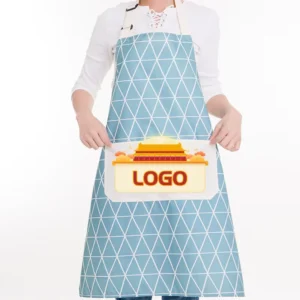 Custom White Waterproof Antifouling Unisex Polyester Cotton Apron with 2 Pockets for Kitchen Cooking Restaurant BBQ