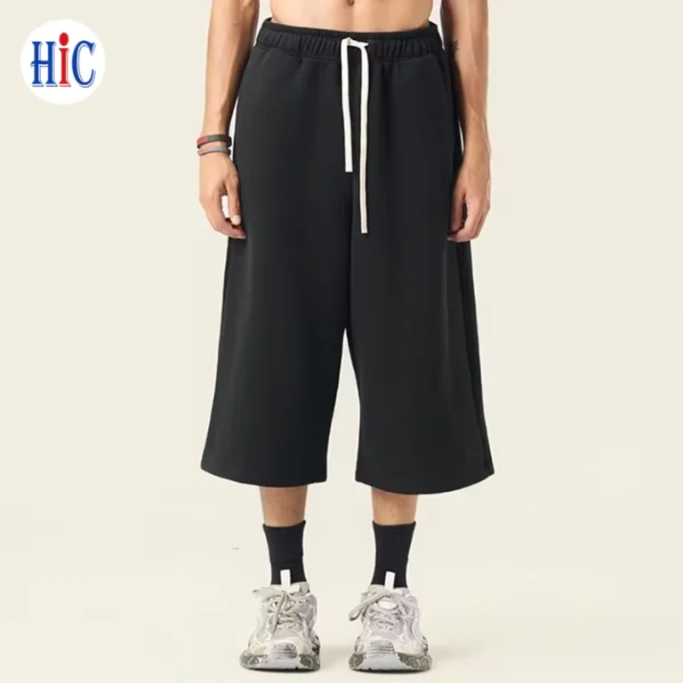 Custom-Wide-Leg-Mens-Cropped-Pants-350gsm-Fleece-Drawstring-Pockets-Heavy-Streetwear-Hip-Hop-Winter-Sweatpants