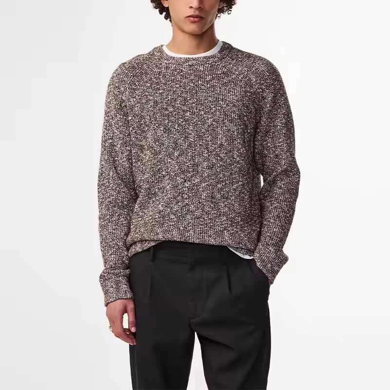 Custom Winter Causal Manufacturers' Cotton Men's Sweater for Boys Hombre Sweater Color Yarn Fine Rib Knit Crew Neck Sweater