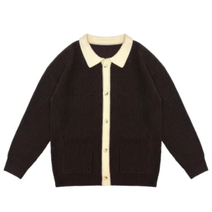 Custom Winter Fashionable Long Sleeve Logo Polo Knit Knitwear Shirt Pullover Men’s Sweater Cardigans For Men