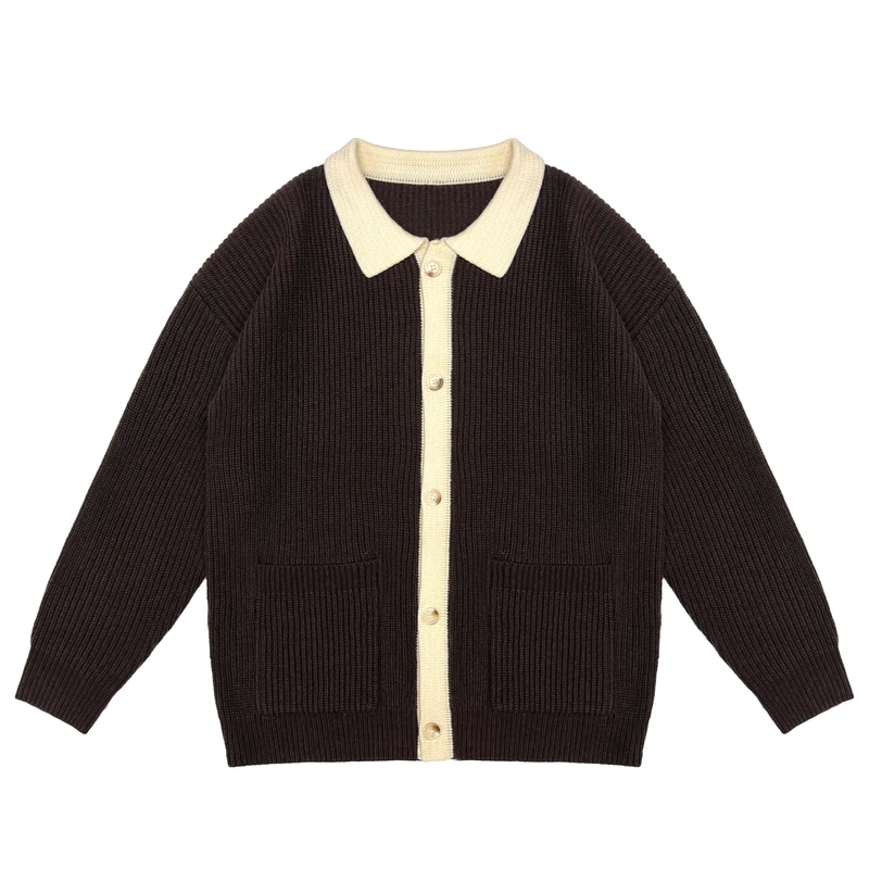 Custom Winter Fashionable Long Sleeve Logo Polo Knit Knitwear Shirt Pullover Men's Sweater Cardigans For Men