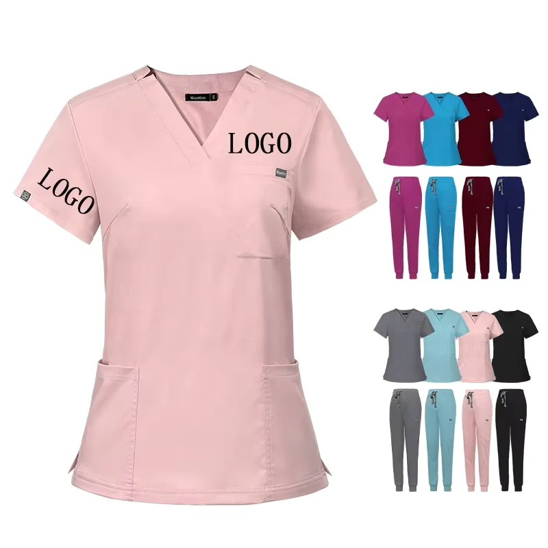 Custom Women Nursing Scrub Jogger With Pocket Hospital Uniforms Stretchy Beautician Nurse Medical Scrubs Uniforms Sets for Men