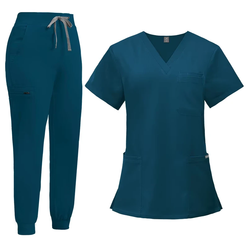 Custom Women's Medical Scrub Set 4-Way Stretch Breathable Nurse Uniform Anti-Wrinkle Hospital Scrub Uniform Set