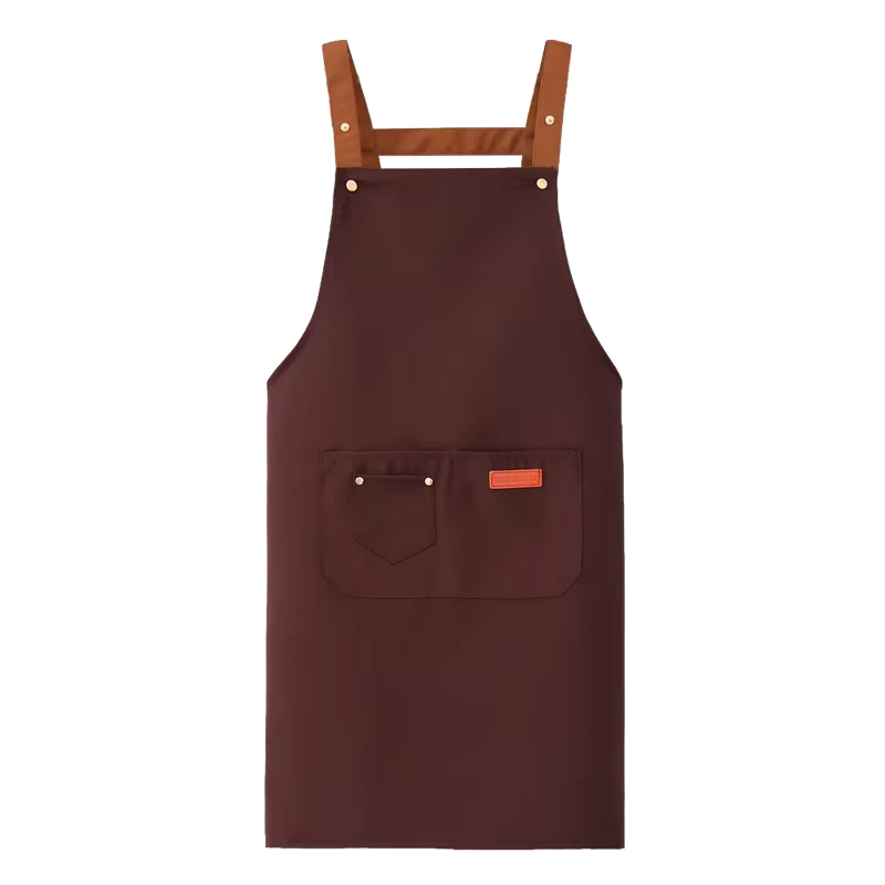 Custom Women's Men's Unisex Brown 100% Canvas Uniform Waterproof Cooking Kitchen Apron