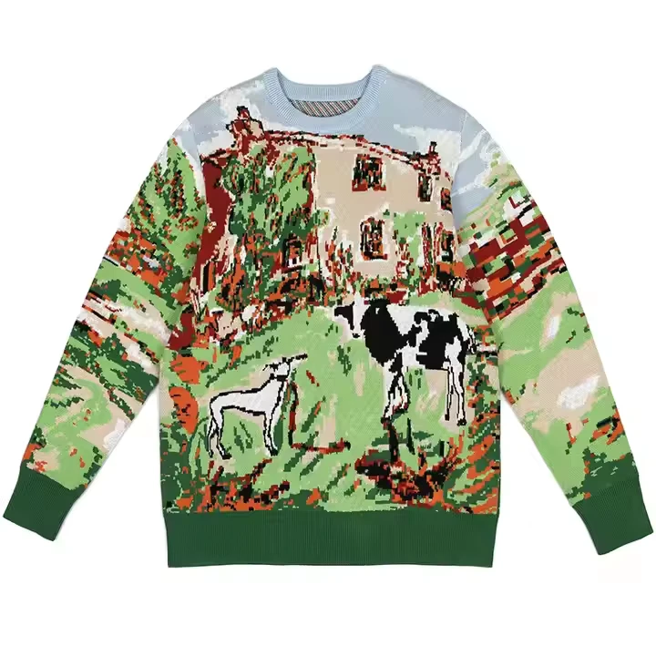 Custom-Womens-Sweater-Oil-Painting-Style-Sweater-for-Mens-Cotton-Woman-Western-Style-Sweater