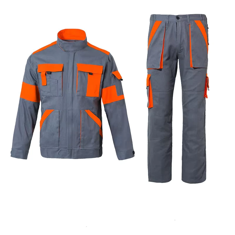 Custom Workwear Industrial Construction Engineer Worker Clothes Jacket Pant 2 Pieces Set Coverall Overall Uniforms Work Suit