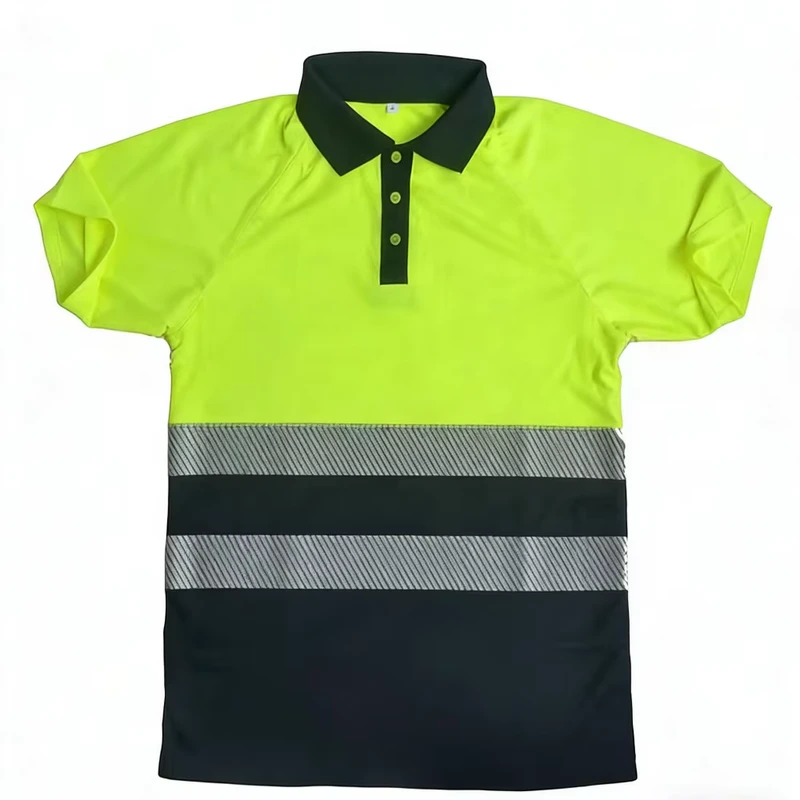 Custom Workwear Uniform Reflective Fluorescent Green Safety Polo Shirt