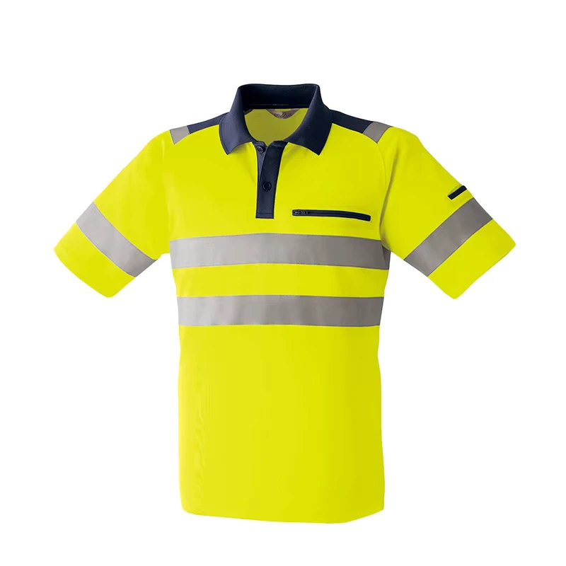 Custom Yellow Hi Viz ANSI Class 3 EN ISO 20471 Reflective Polyester Breathable Quick-Dry Safety Work Shirts Men Customized Logo
