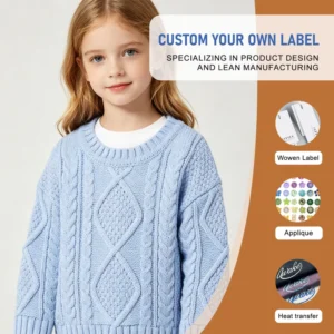 Custom Zhongyi Autumn Winter Child Clothing Boys and Girls 100% Cotton Knitwear Pullover Crew Neck Children’s Sweaters