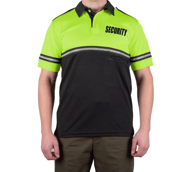 Custom comfort Uniform Polo Shirts Two Tone Bike Patrol Hi Vis Polos for Men With Reflective Stripes Zipper Pocket