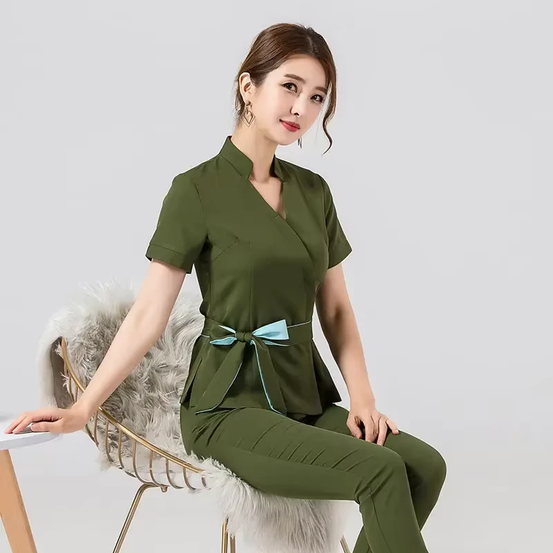 Custom logo Fashionable Beauty Clinic Uniform Nurse Uniform Sets Uniforms Scrubs