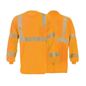 Custom logo High Vis Reflective Safety Long Sleeve Construction Work Hi Vis T shirts Uniform Hi vis T shirt Green & Orange