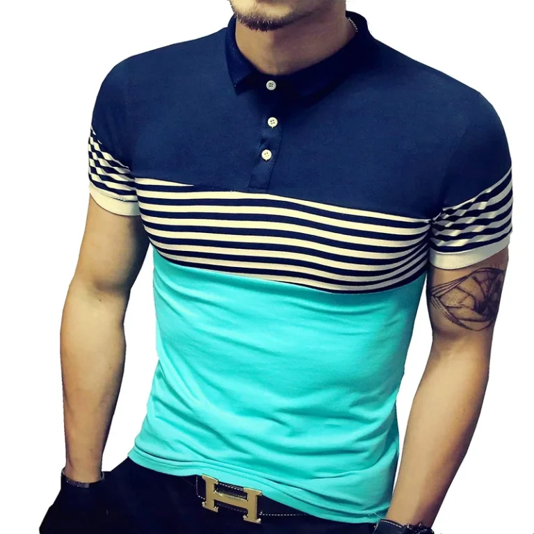 Custom-logo-Printing-Overalls-Cotton-Work-Clothes-Short-sleeved-DIY-Polo-T-shirt-With-Contrast-Color-Stitching-Stripe