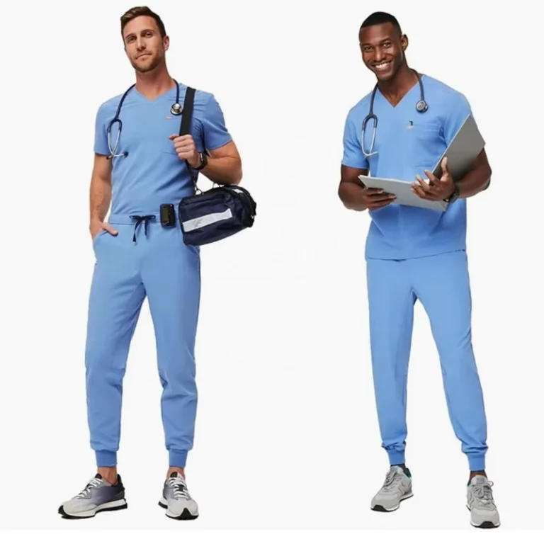 Customizable-CE-Blue-Medical-Scrubs-Set-Woven-Fabric-Spandex-Plus-Size-3XL-OEM-Model-for-Doctors-and-Nurses-Hospital-Uniforms