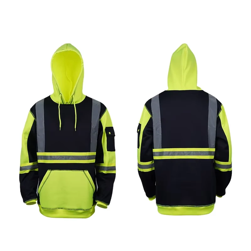 Customizable Cotton Safety Hoodie with 3m Reflective Print Long Sleeve Hi Vis Water Proof