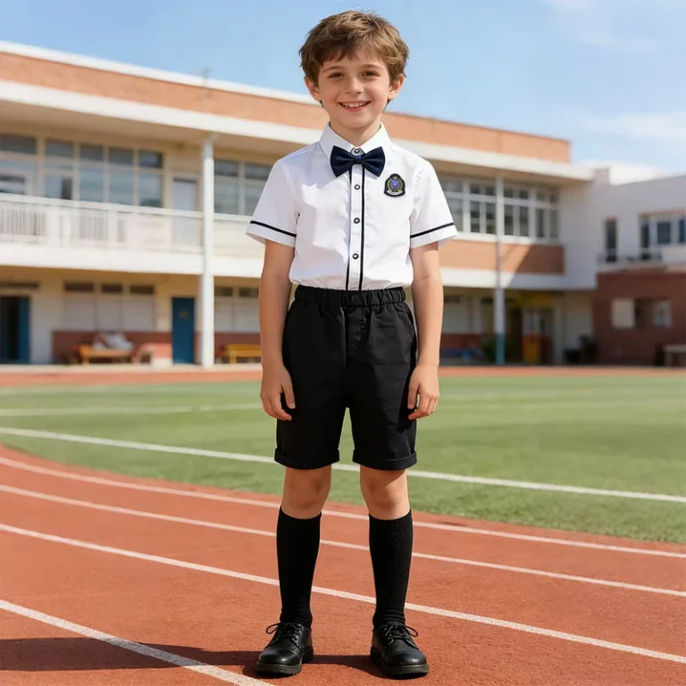Customizable-Elementary-School-Uniform-Set-for-Kids-Includes-Shirt-Shorts-Skirt-Tie-Badge-Socks-Comfortable-School-Uniforms