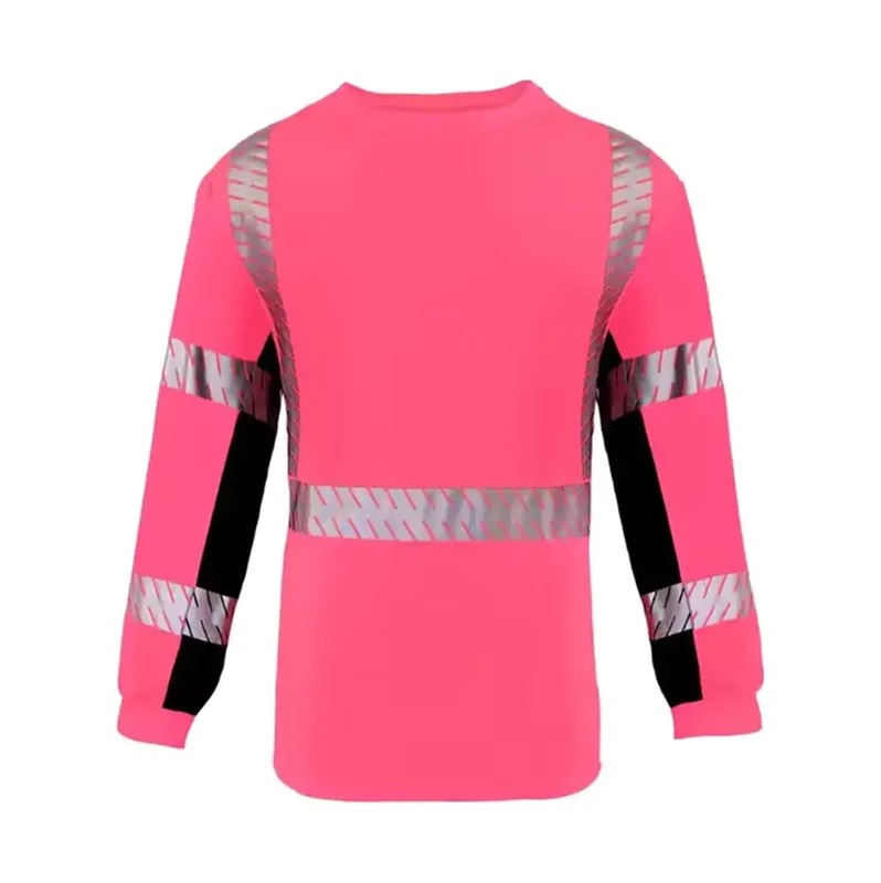 Customizable Hi Vis High Reflective Road Safety Construction Shirts Long Sleeve Silver Heat Transfer Reflective Safety Tops Logo