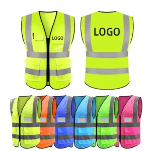 Customizable High Visibility Reflective Safety Uniform Multi Pocket Mens Gilet De Securite Orange for Construction Workers