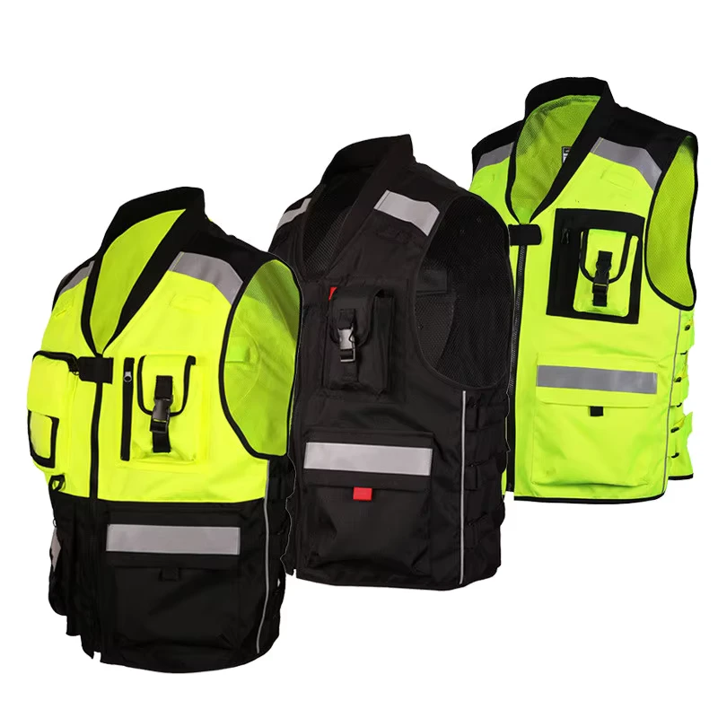 Customizable High Visibility Work Vest with Reflective Pockets Jacket & Vest for Riding & Work Featuring a Custom Logo