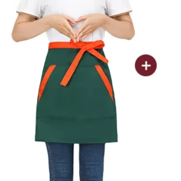 Customizable Korean style Half length Canvas Aprons Eco friendly & Durable for Coffee Shops and Cake Shops