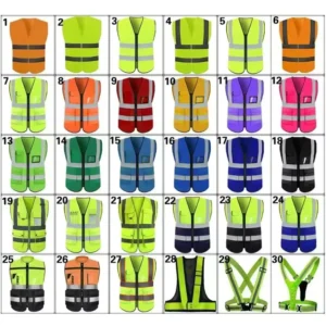 Customizable Logo CE ANSI EN20471 Class 2 Breathable Polyester Reflective Hi Vis Safety Vest with Multiple Pockets