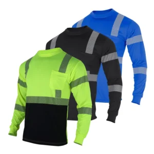 Customizable Logo Polyester Breathable ANSI ISEA Type R Class 3 Long Sleeve Reflective Safety Shirts Mesh Hi Vis Work Safety