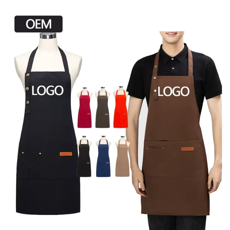 Customizable-Logo-Printing-Embroidery-Restaurant-Bar-Uniforms-Waterproof-Oil-Proof-Advertising-Apron-with-Snap-Button-Adjustable