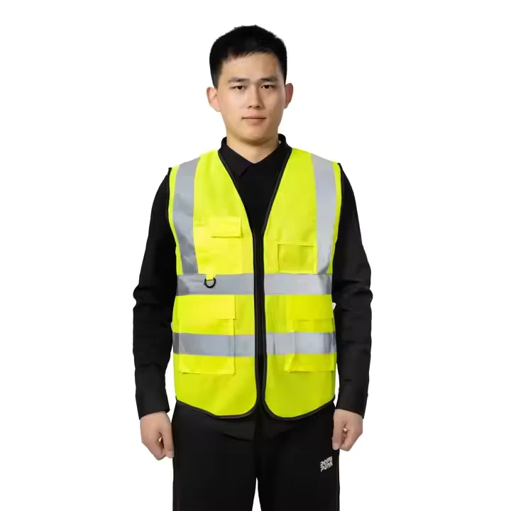 Customizable-Multi-Pocket-Reflective-Safety-Vest-High-Visibility-Hi-Vis-Mesh-Workwear-for-Riding-Sanitation-Featuring-Logo