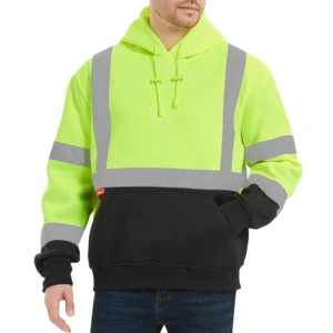 Customizable Polyester Fleece Hooded Jacket Hi Vis Pullover Yellow Lime Fluorescent LED Flash FR Waterproof OEM Customized Logo