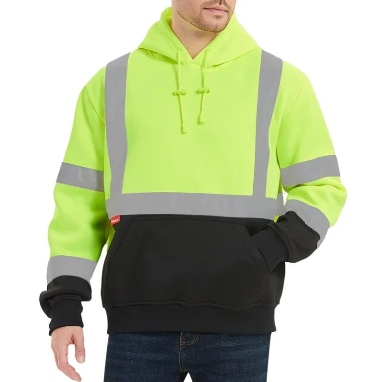 Customizable-Polyester-Fleece-Hooded-Jacket-Hi-Vis-Pullover-Yellow-Lime-Fluorescent-LED-Flash-FR-Waterproof-OEM-Customized-Logo