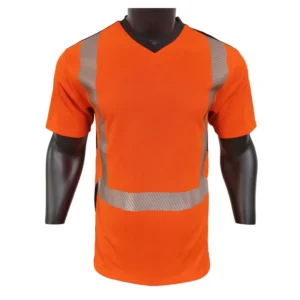Customizable Polyester Hi Vis Safety Shirt with Quick Dry and Reflective Short Sleeve Heat Transfer Customizable Logo