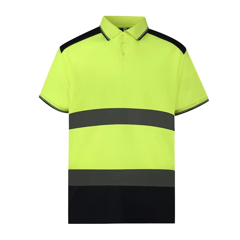 Customizable Text Summer Reflective POLO Shirt High Visibility Short Sleeve Safety Clothing Constructed for Optimal Reflectivity