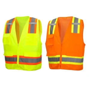 Customization ANSI Certificated Class 2 High Visibility Airport Factory Mesh Zip Closure Multipockets Reflective Safety Vest