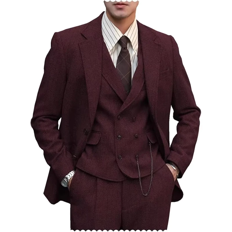 Customization Men's Breathable Plus Size Three Piece Business Formal Tuxedo Suits Pant Coat Blazer Party Wear Suit