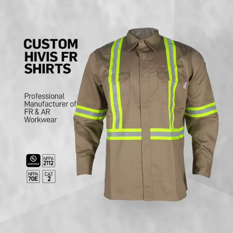 Customize-Industrial-Flame-Resistant-Shirt-with-Reflective-Tape-UL-Certified-FR-Work-Shirt-for-Electrical-and-Utility-Workers