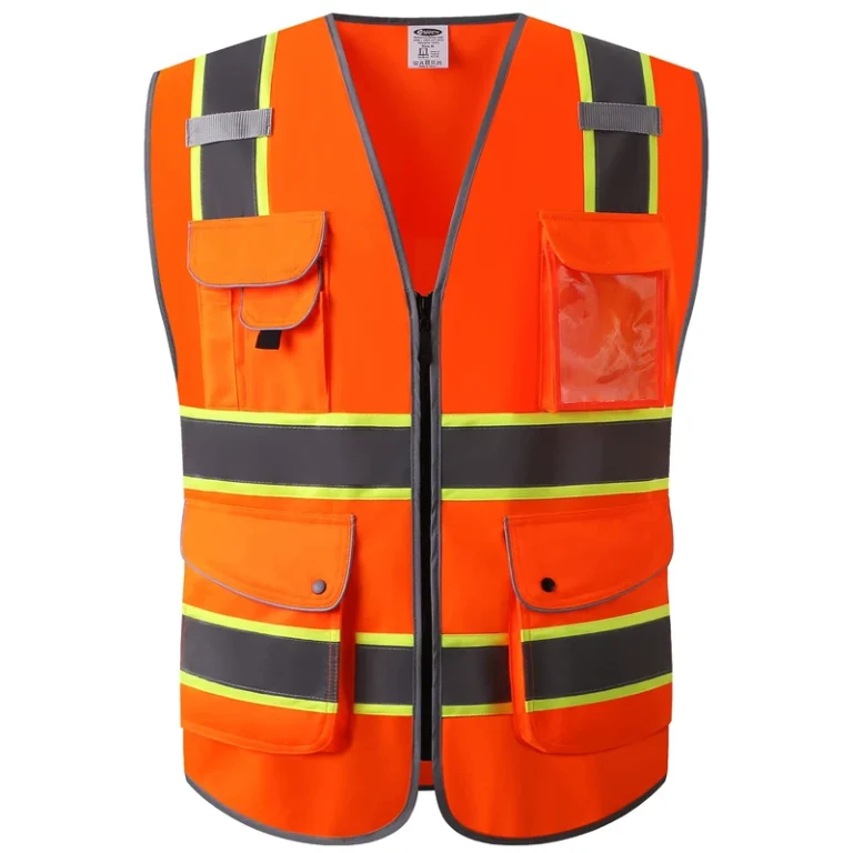 Customize-Logo-Multi-Pockets-Mens-Reflective-Vest-Security-Orange-Safety-Vest-Roadway-Working-Hi-Vis-Vest-Safety-Clothing