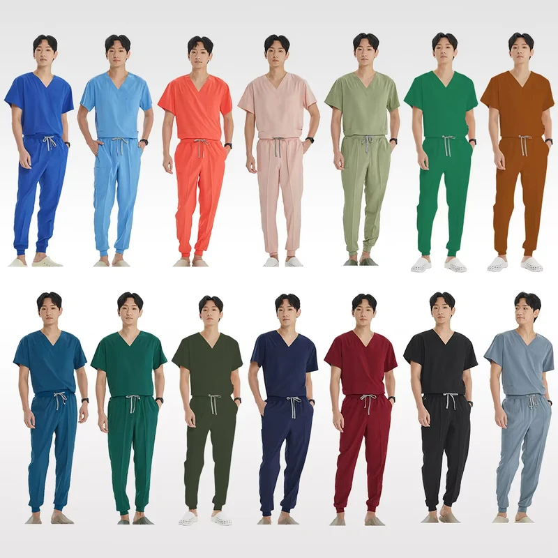 Customize Logo Stretch Fabric Women Men Unisex Easy Care Anti Wrinkle Doctor Nurse Hospital Medical Uniform Nursing Scrub Outfit